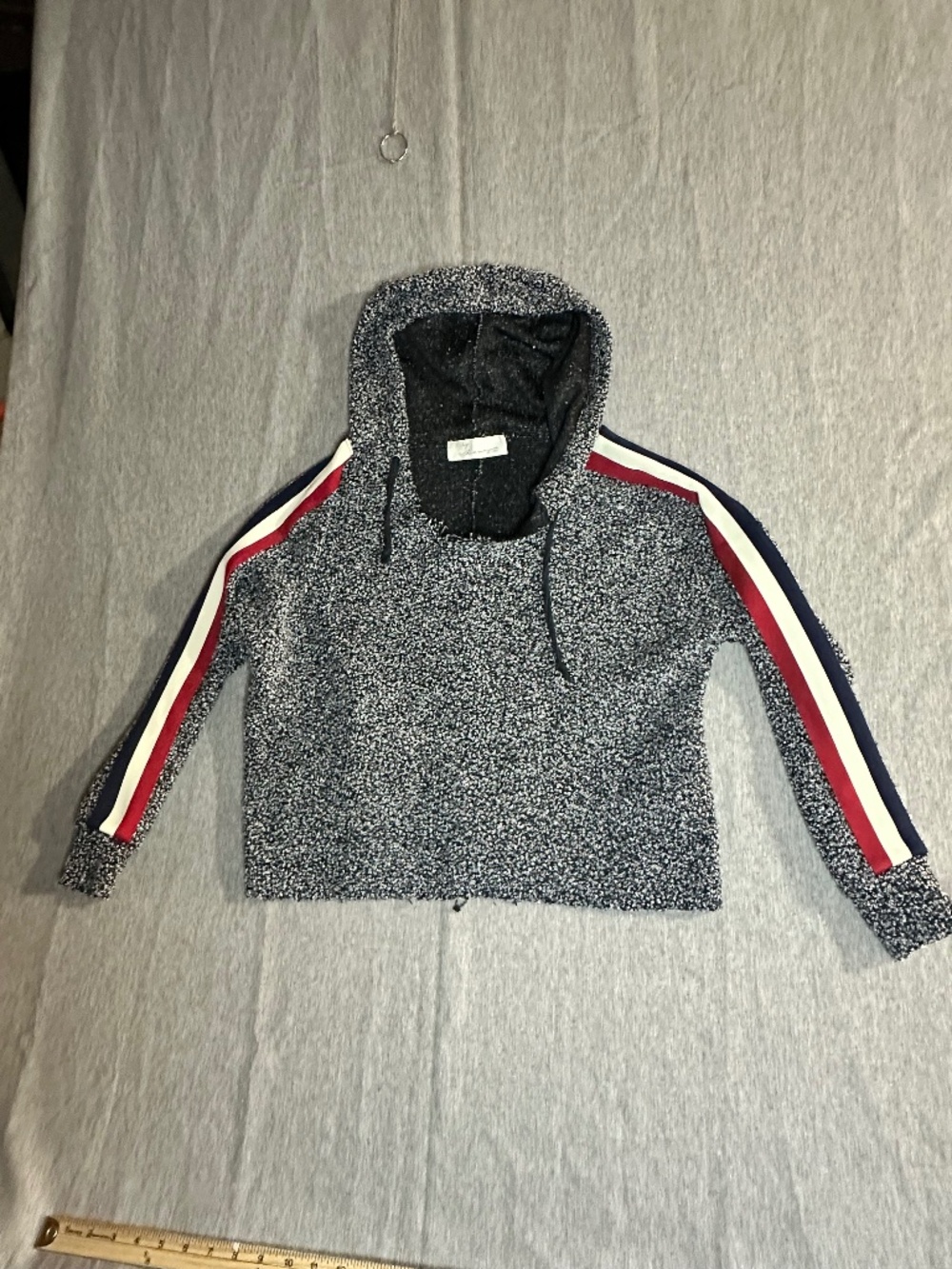 Vintage Havana Speckled Knit Hooded Pullover Sweater Crop Stripe Small